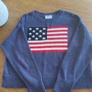Old Navy Navy Sweater with Red, White, and Blue Flag